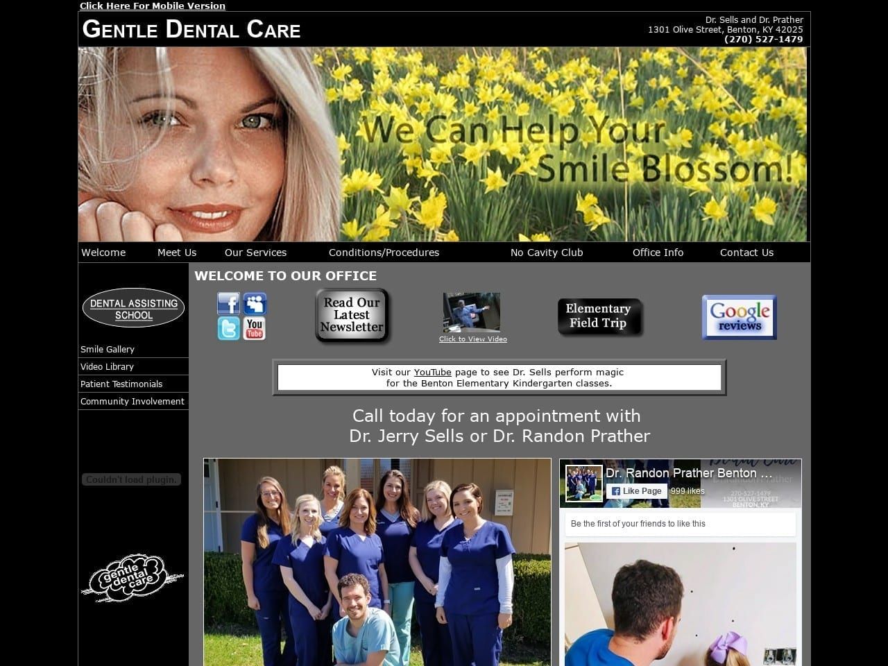 Dr. Randon Prather Website Screenshot from bentondentist.com