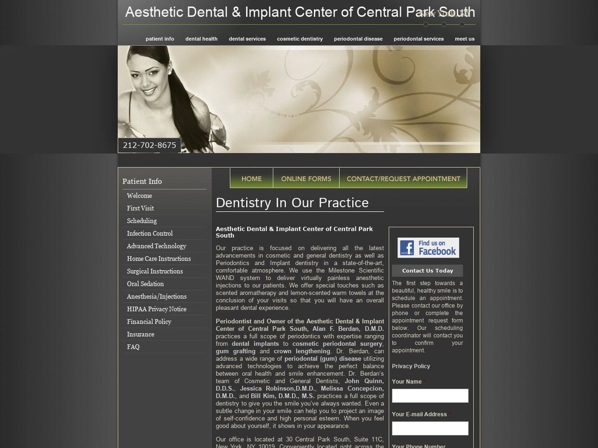 Aesthetic Dental And Implant Center Of Cental Park Website Screenshot from berdandentalnyc.com