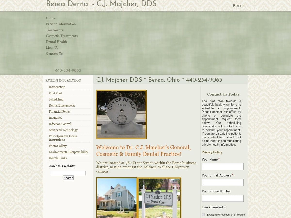 Berea Dental Website Screenshot from bereadental.com