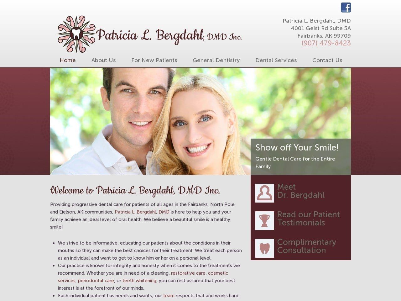Patricia L Bergdahl DMD Website Screenshot from bergdahldental.com