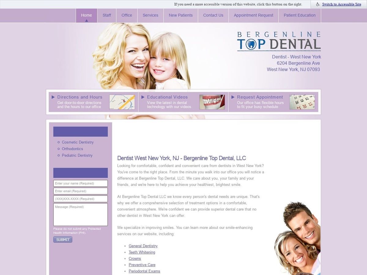 Bergenline Family Dental Website Screenshot from bergenlinefamilydental.com