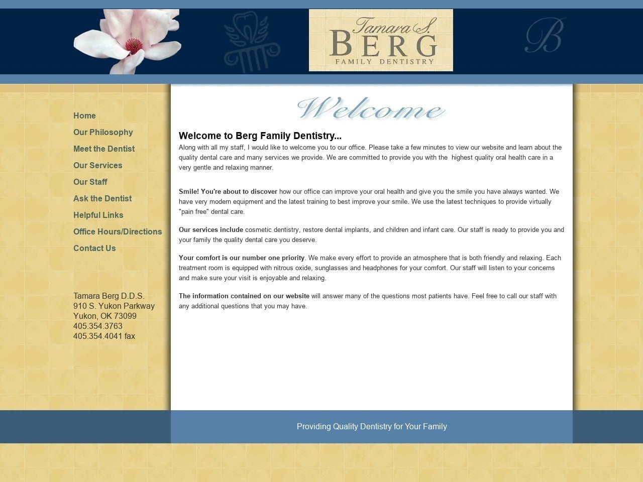 Berg Family Dentist Website Screenshot from bergfamilydentistry.com