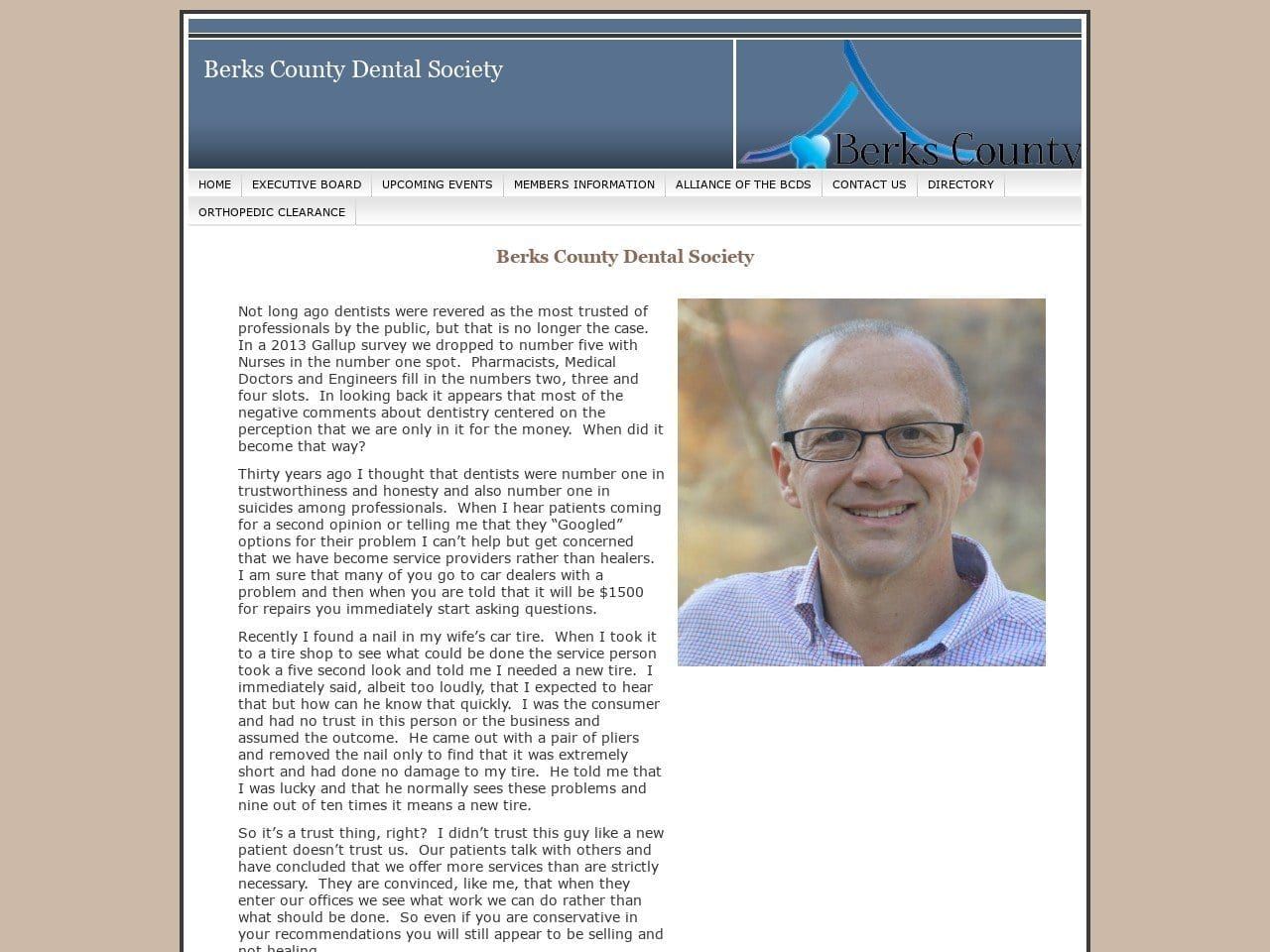 Berks County Dental Society Website Screenshot from berkscountydental.org