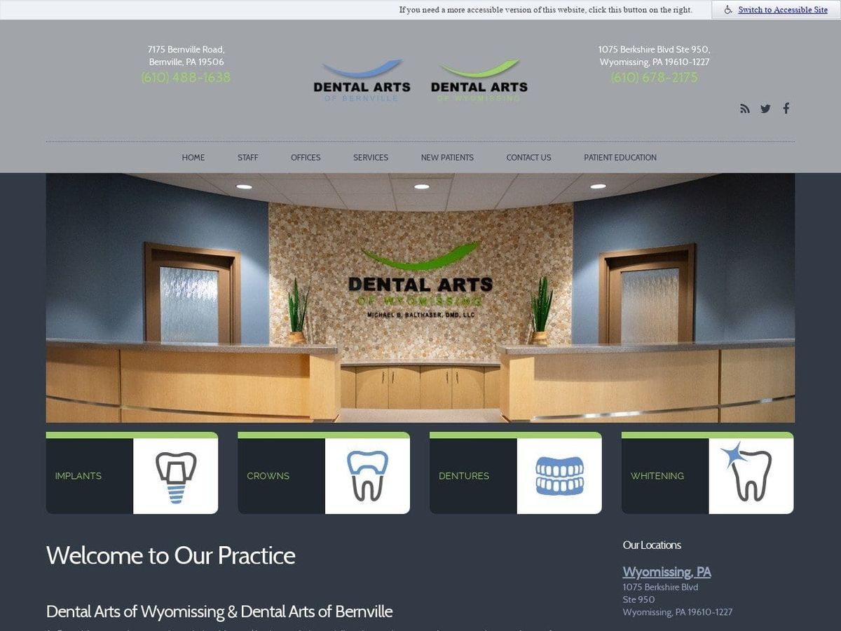 Dental Arts of Wyomissing Website Screenshot from berksdentalarts.com