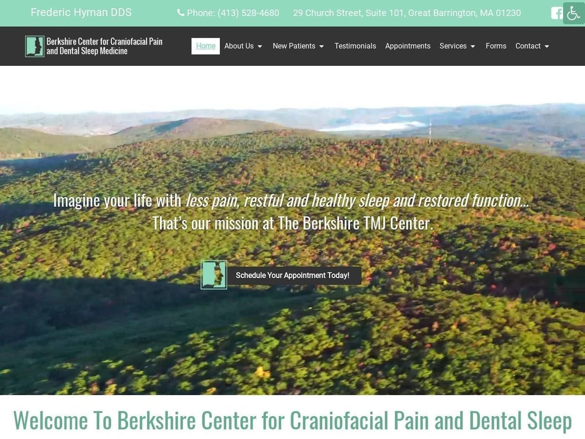 The Berkshire Center For Craniofacial Pain And Den Website Screenshot from berkshiretmjcenter.com