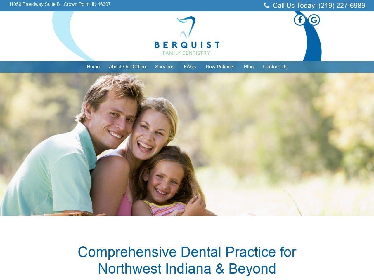 Berquist Family Dentist Website Screenshot from berquistdentistry.com