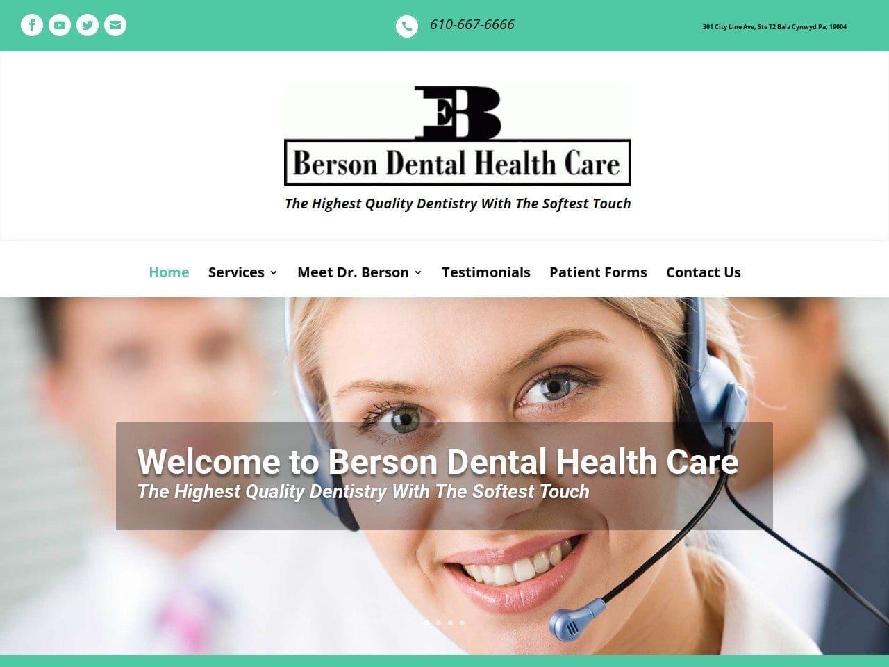 Berson Dental Health Care Website Screenshot from bersondental.com