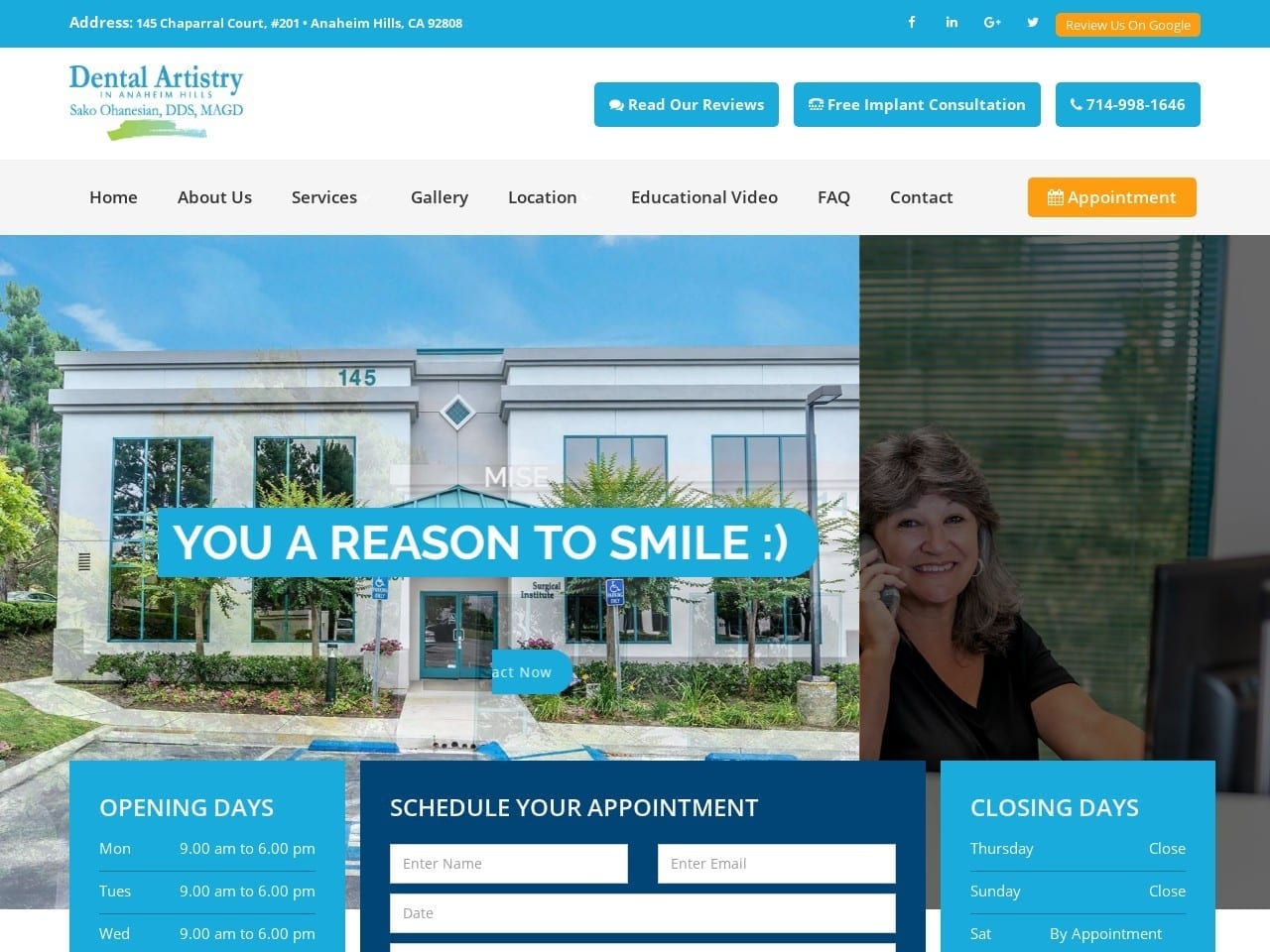 Dental Artistry In Anaheim Hills Ohanesian Sako Dd Website Screenshot from bestimplantdentistanaheimhills.com