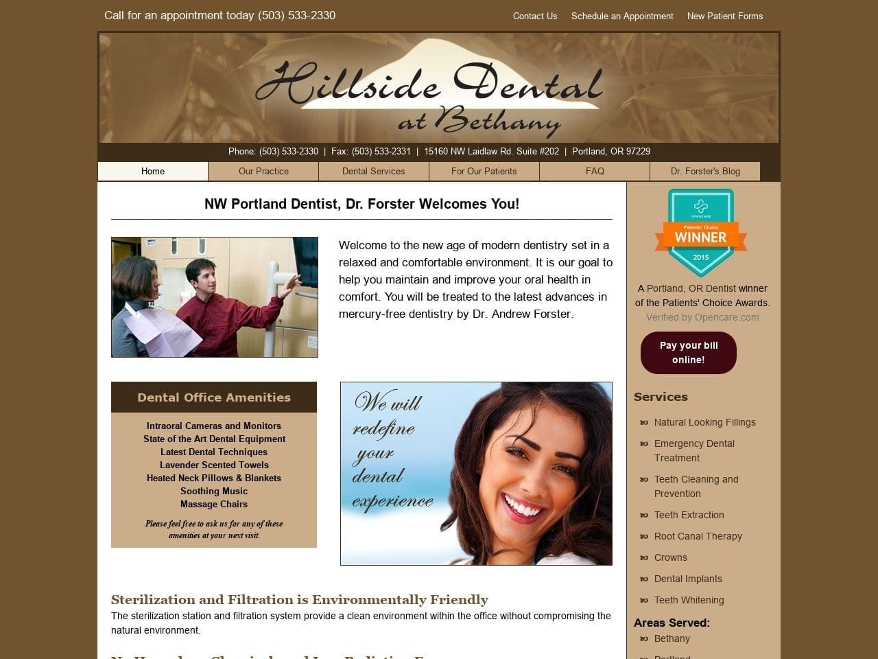 Hillside Dental At Bethany Website Screenshot from bethanydentistpdx.com