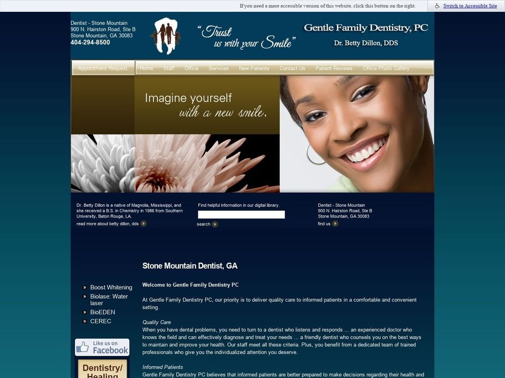 Gentle Family Dentistry Dillon Betty DDS Website Screenshot from bettydillondds.com