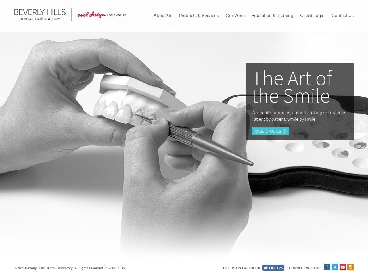 Beverly Hills Dental Laboratory Inc. Website Screenshot from beverlyhillsdentallab.com