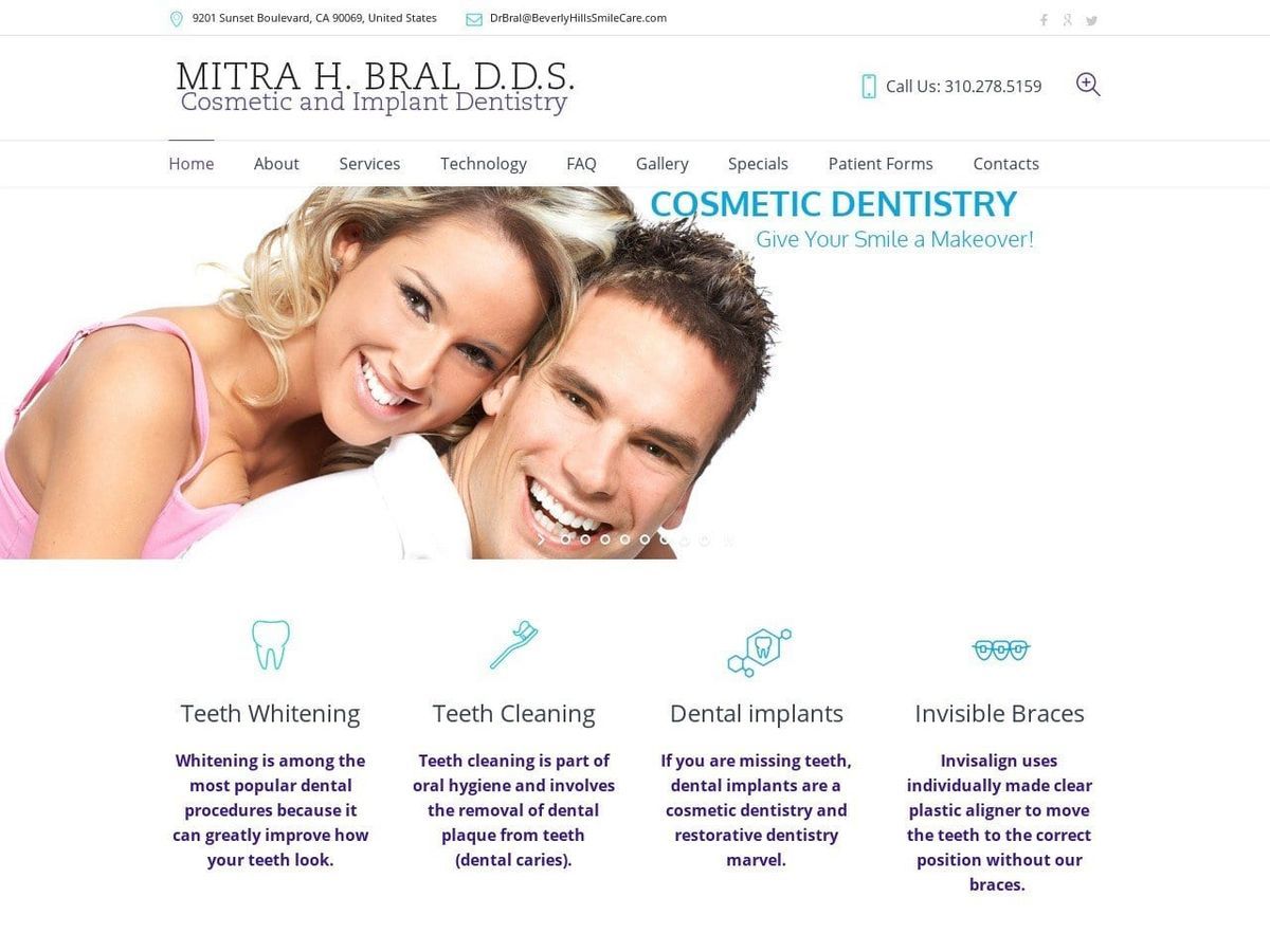 Mitra Bral DDS Website Screenshot from beverlyhillssmilecare.com