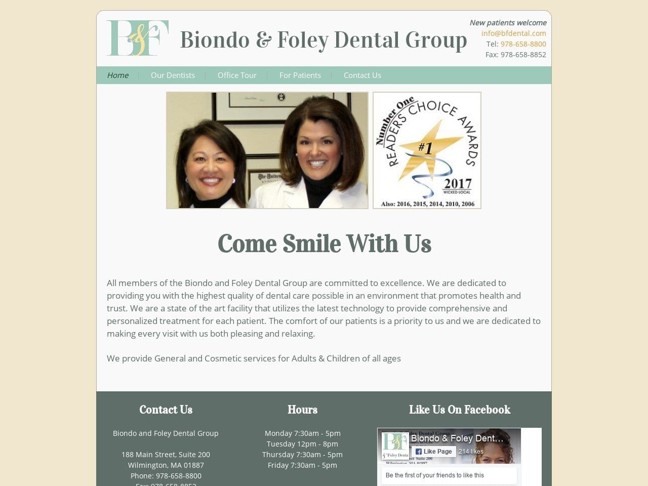 Biondo Dentist Website Screenshot from bfdental.com