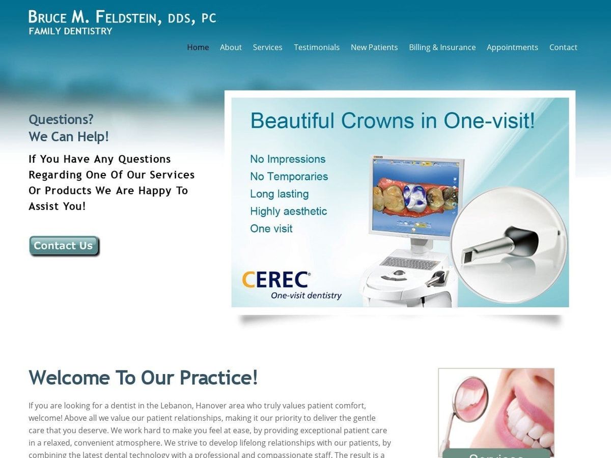 Dr. Bruce M. Feldstein DDS Website Screenshot from bfeldsteindds.com