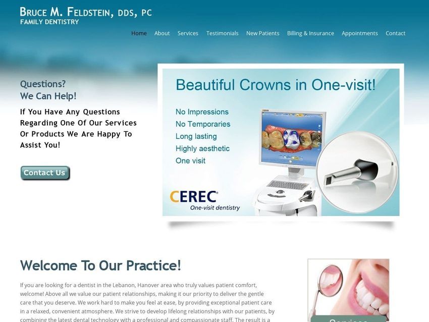Dr. Bruce M. Feldstein DDS Website Screenshot from bfeldsteindds.com