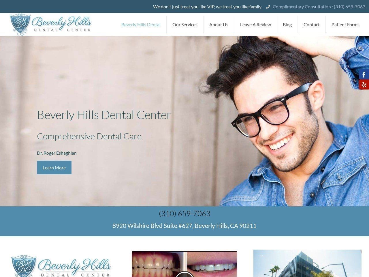 Beverly Hills Dental Center Website Screenshot from bhdc.com