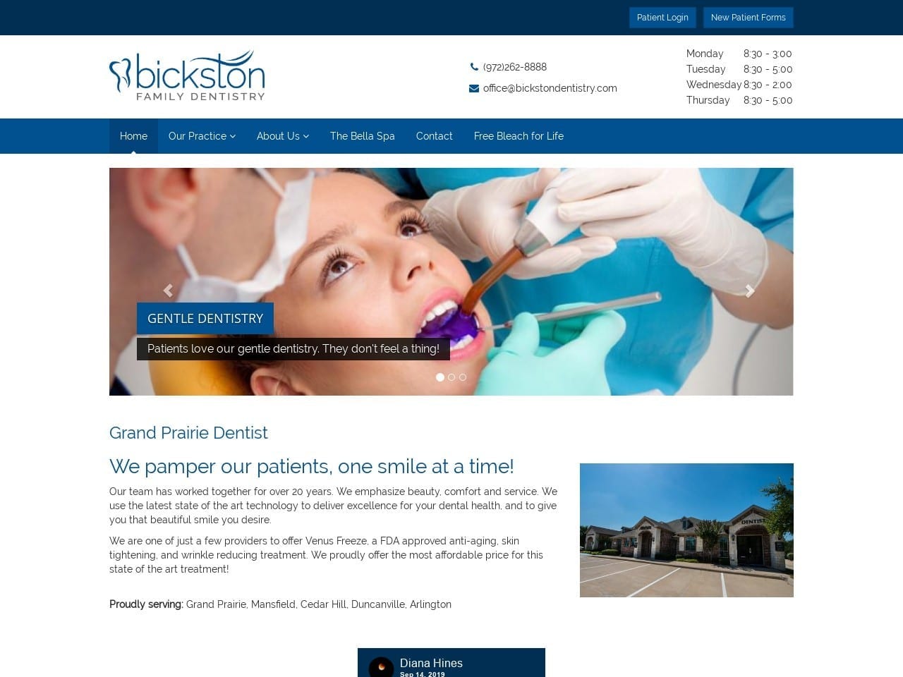 Bickston Dentistry Website Screenshot from bickstondentistry.com