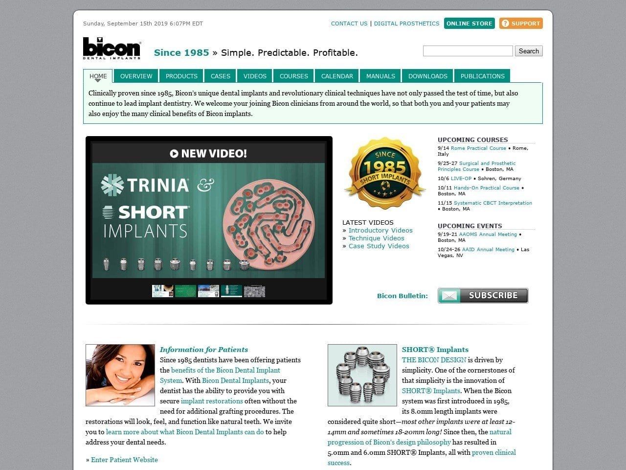 Bicon Dental Implants Website Screenshot from bicon.com