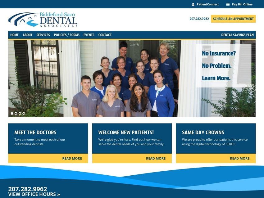 Biddeford Saco Dental Associates Website Screenshot from biddefordsacodental.com
