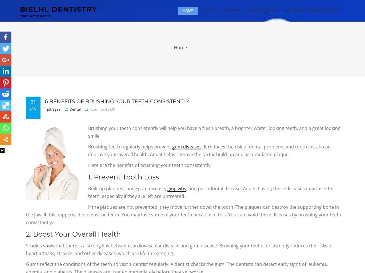 Biehl Dentist Website Screenshot from biehldentistry.com