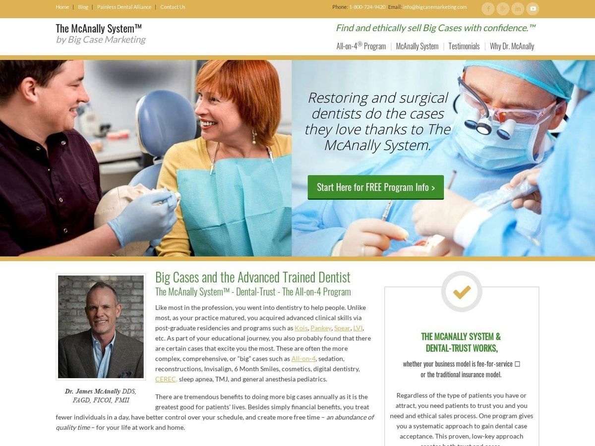 Dr. James R. Mcanally DDS Website Screenshot from bigcasemarketing.com