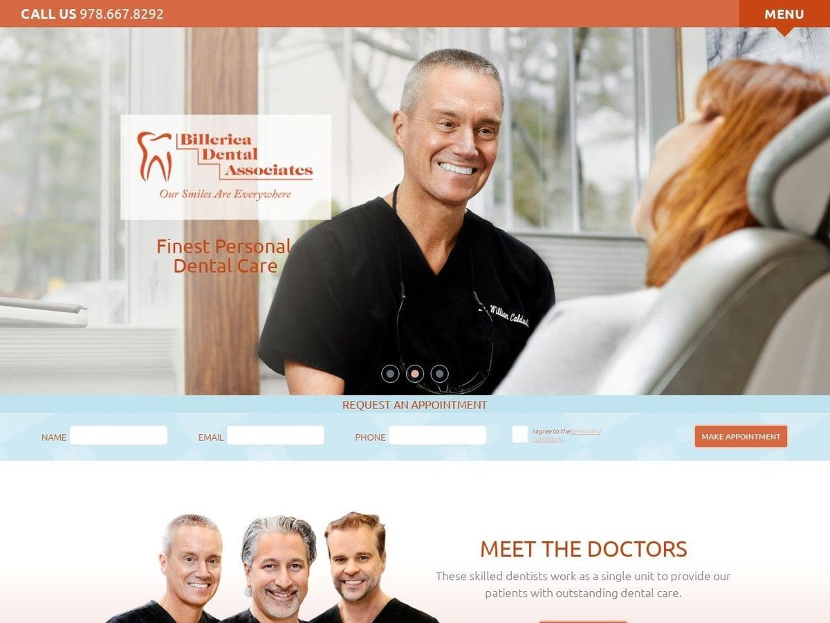 Billerica Dental Associates Website Screenshot from billericadental.com