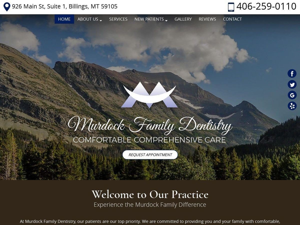 Murdock Family Dentist Website Screenshot from billingsmurdockfamilydentistry.com