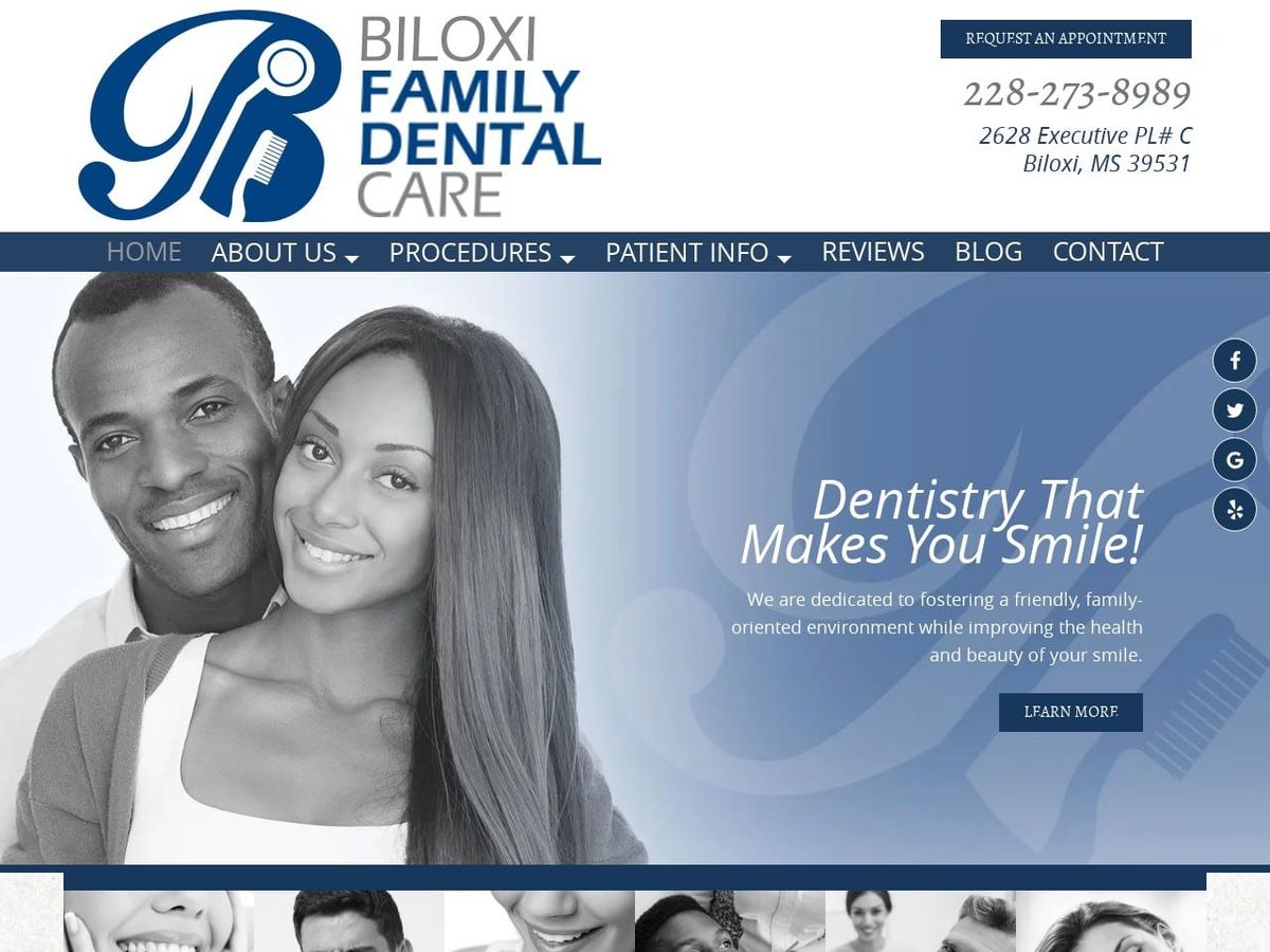 Biloxi Family Dental Care Website Screenshot from biloxidental.com