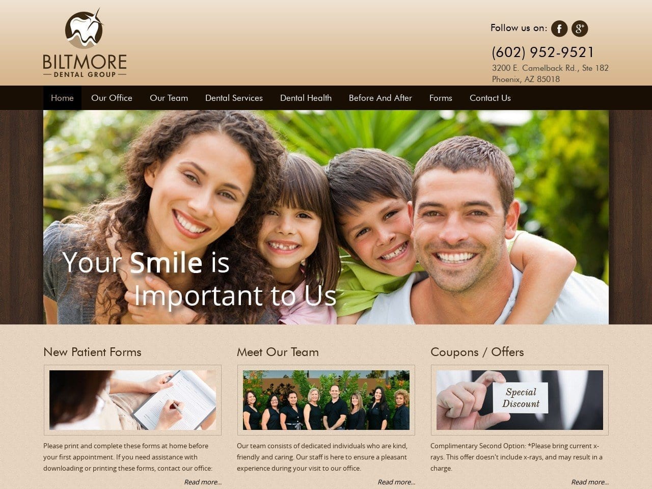 Biltmore Dental Group Website Screenshot from biltmoredentalgroupphx.com