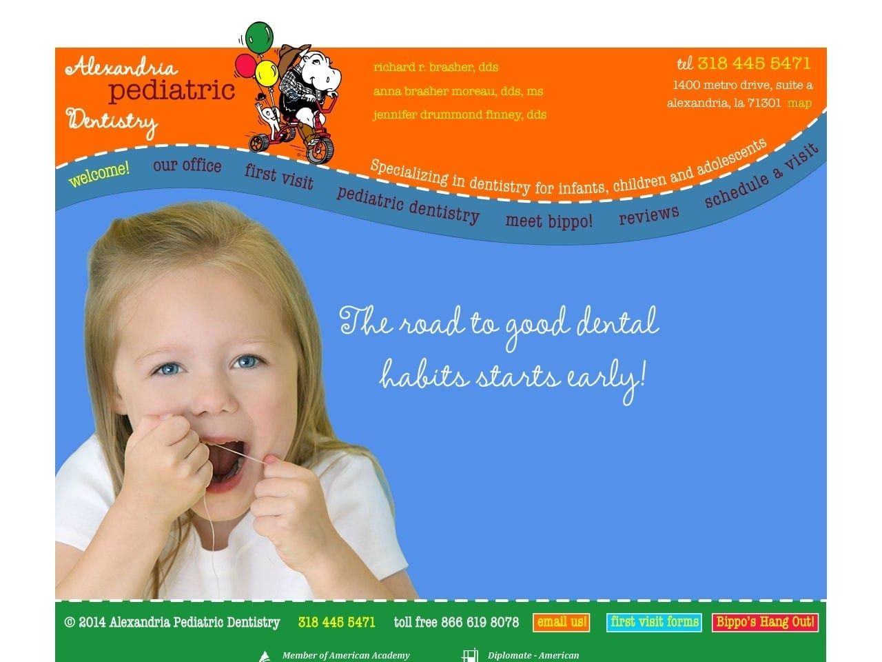 Alexandria Pediatric Dentist Website Screenshot from bippothehippo.com