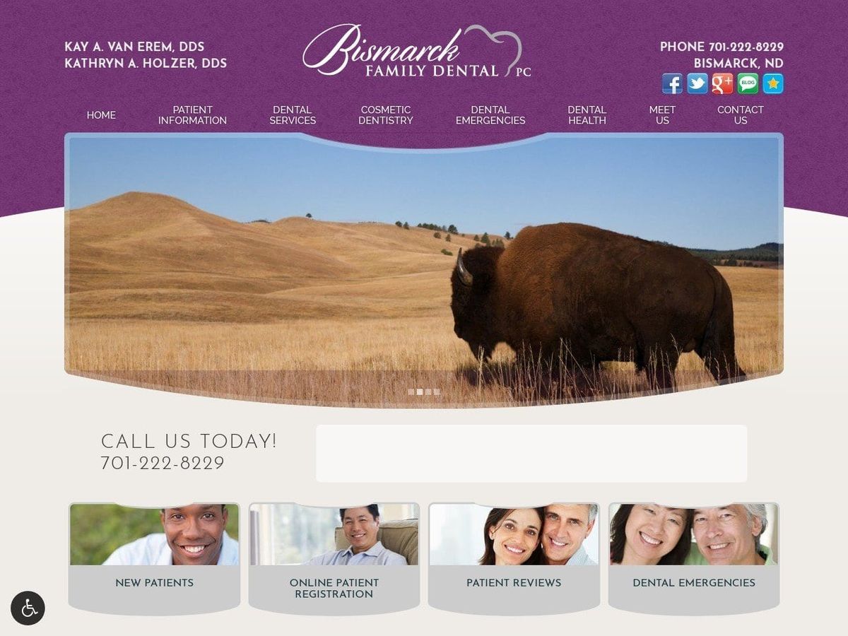 Bismarck Family Dental Website Screenshot from bismarckfamilydental.com