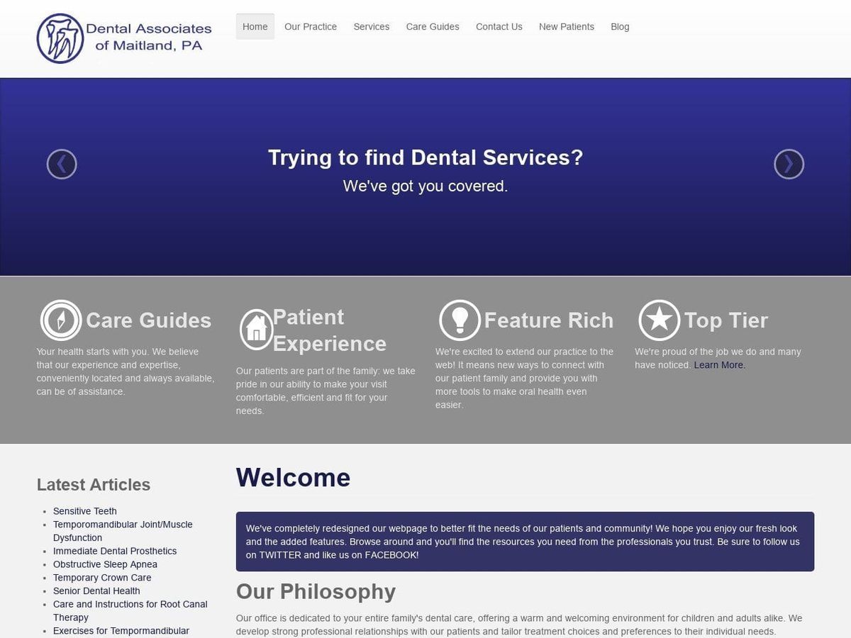 Dental Associates of Maitland Website Screenshot from bkahndds.com