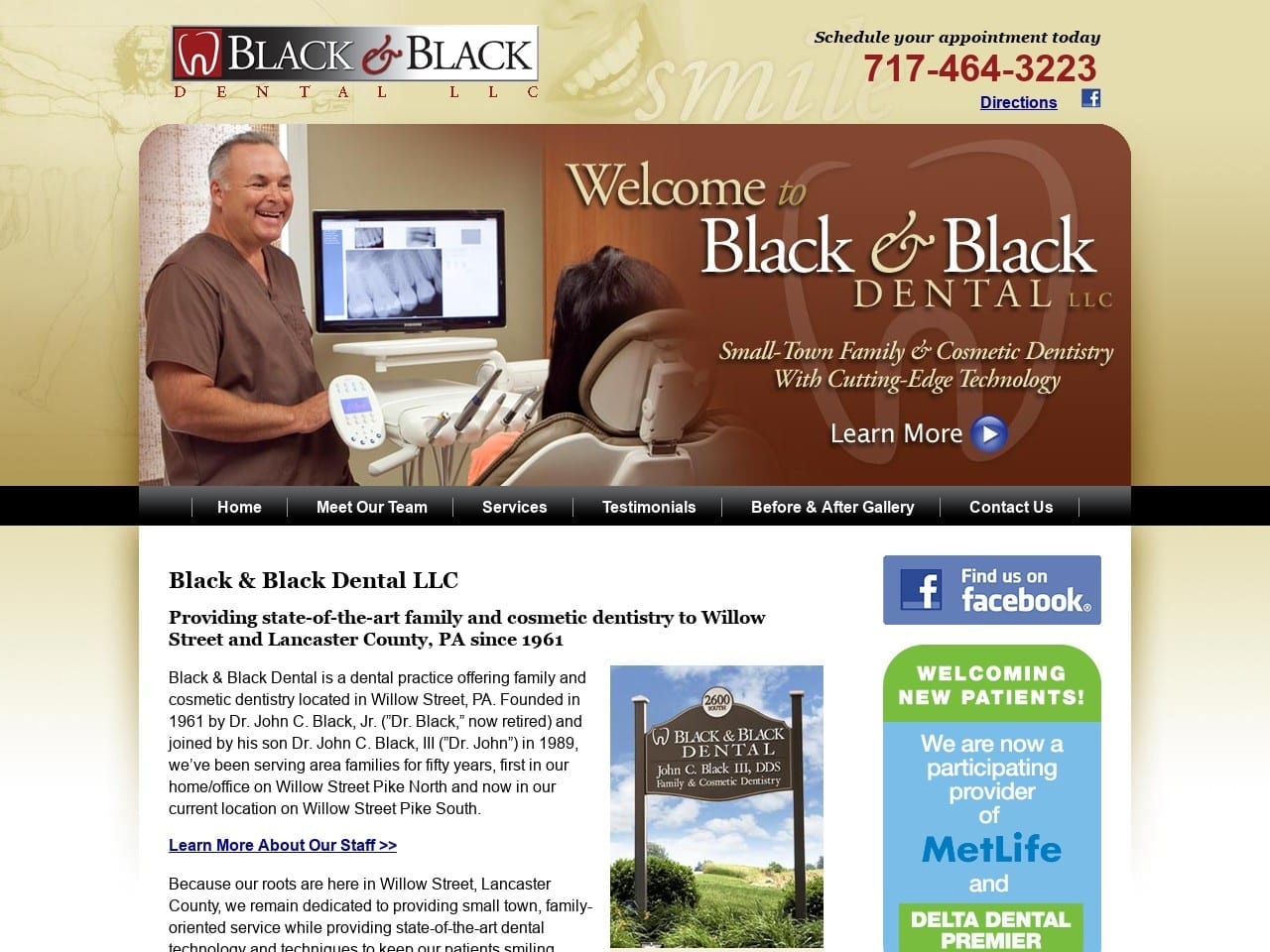 Black Dentist Website Screenshot from blackandblackdental.net