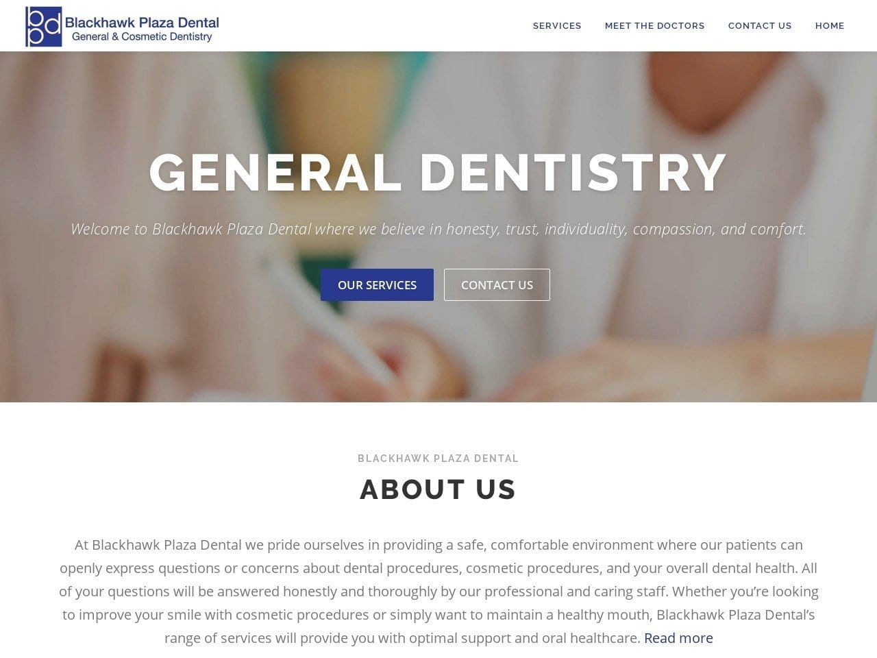 Blackhawk Plaza Dental Website Screenshot from blackhawkplazadental.com