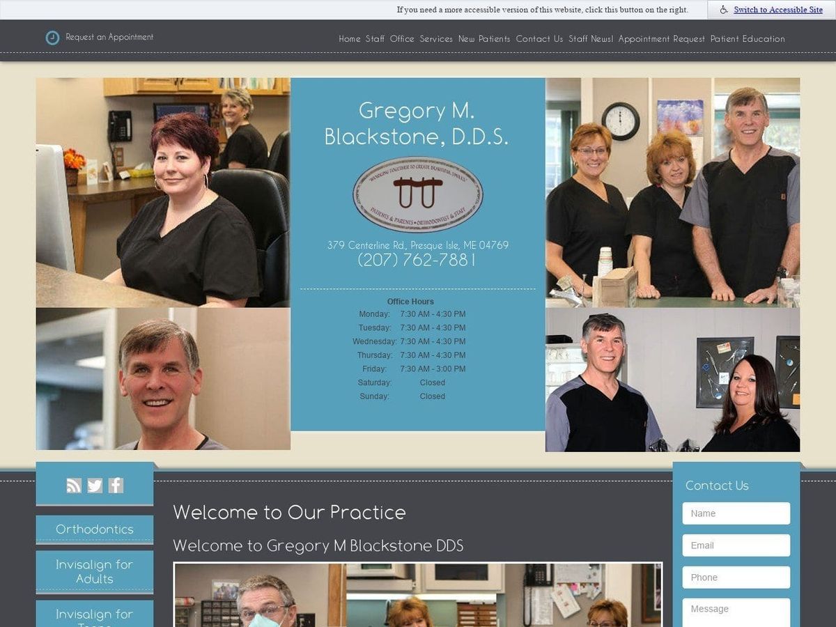 Gregory M. Blackstone DDS Website Screenshot from blackstoneorthodontics.com