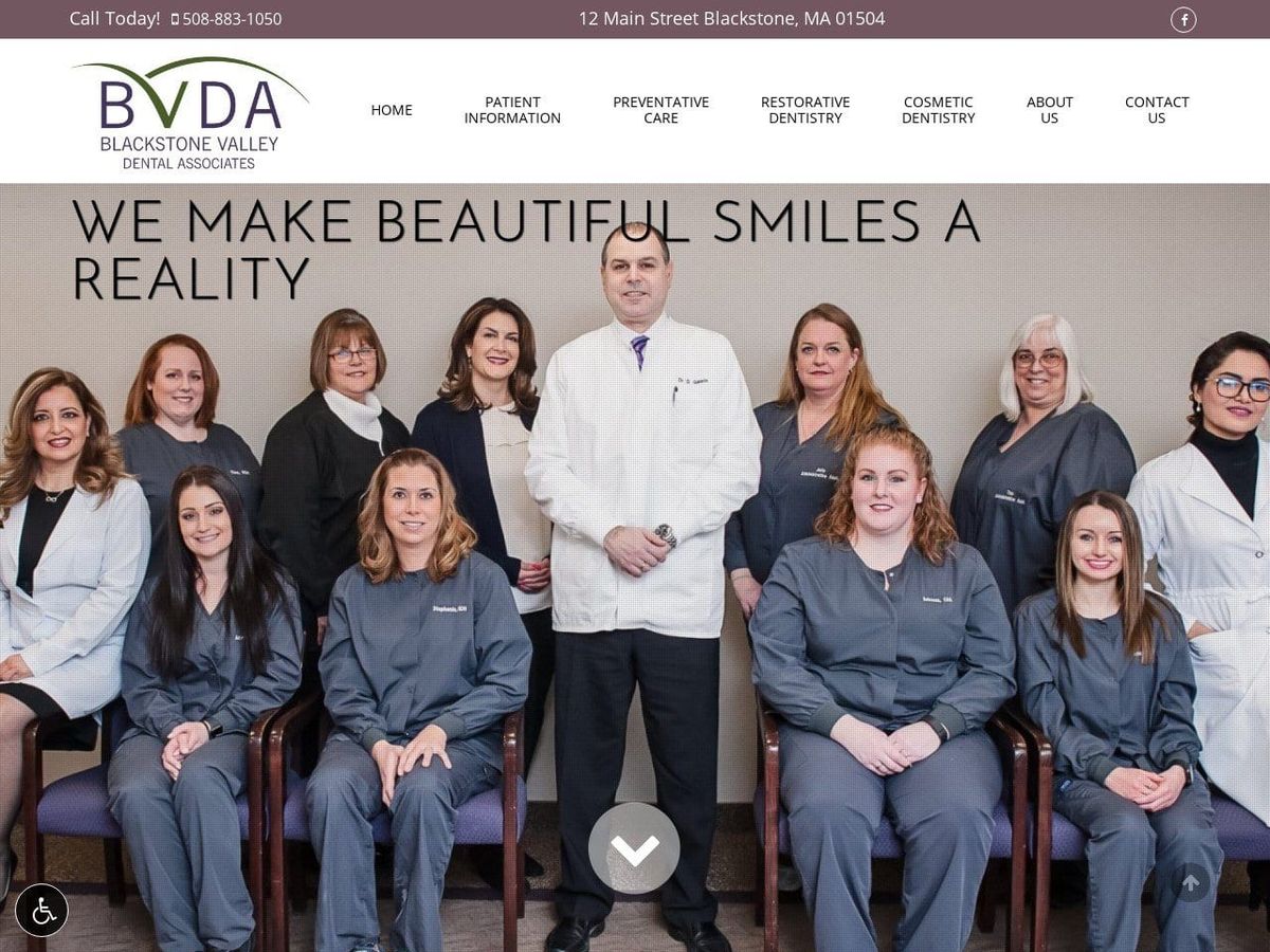 Blackstone Valley Dental Associates Harris Todd B Website Screenshot from blackstonevalleydental.com