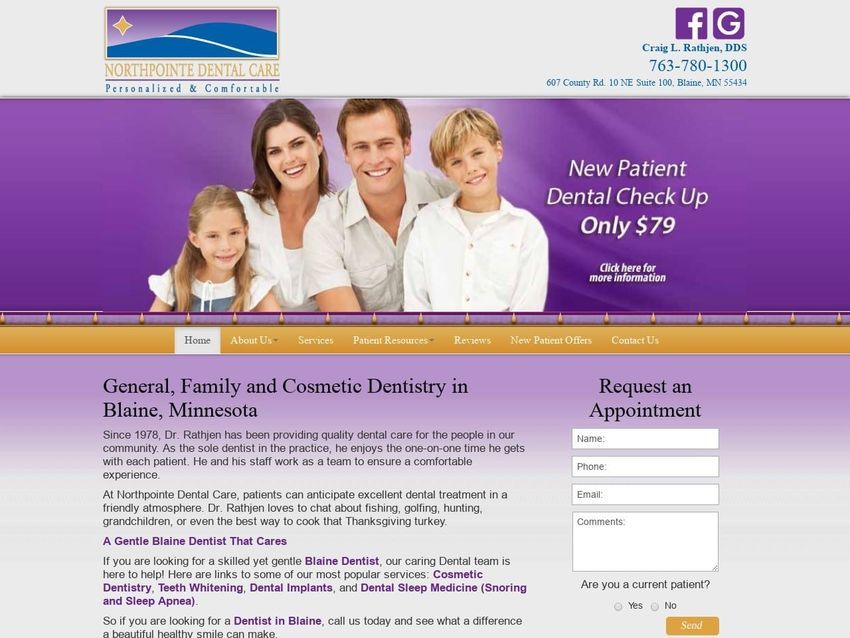 Blainemn Dentist Website Screenshot from blainemndentist.com