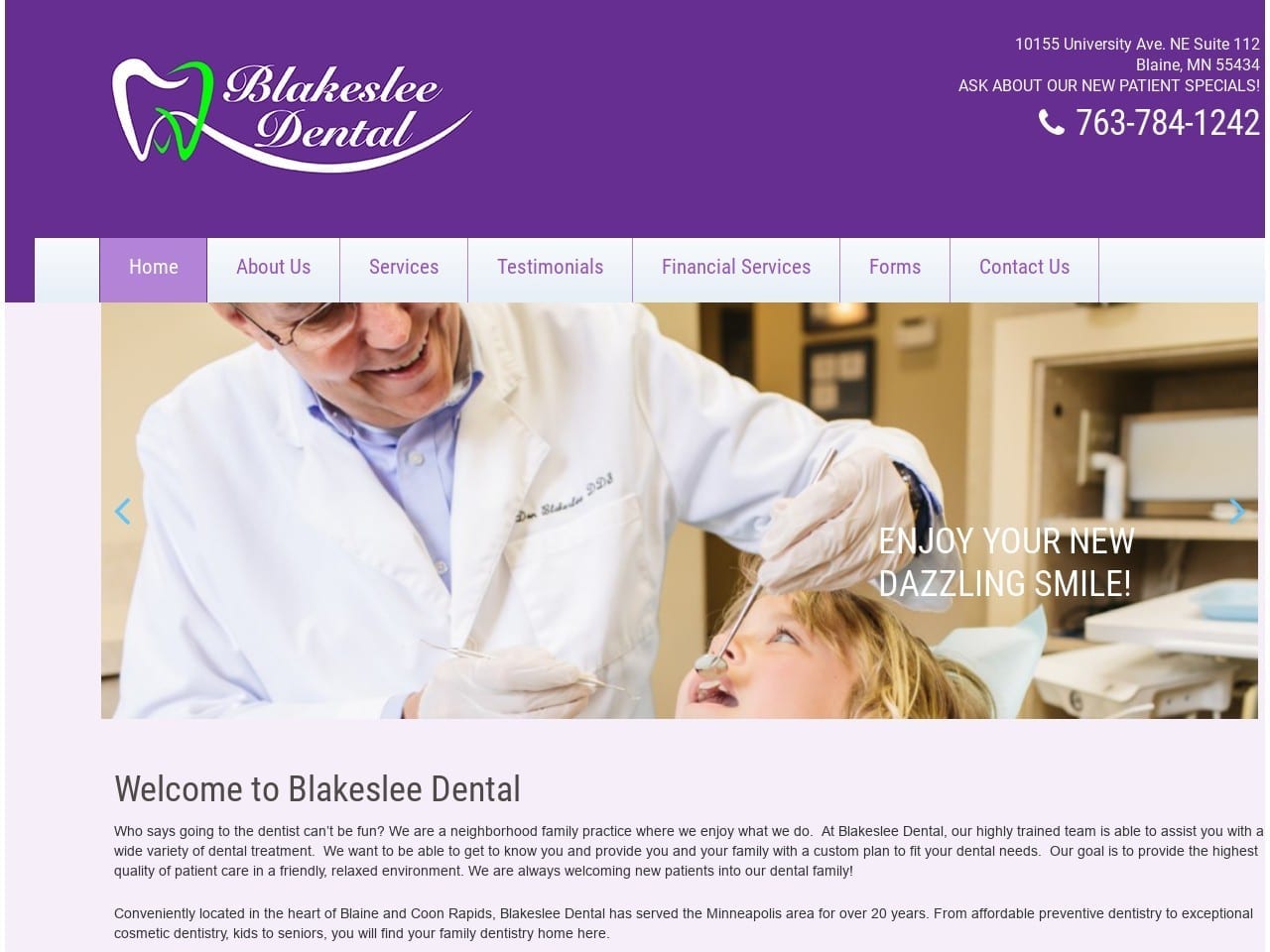 Blakeslee Dental Website Screenshot from blakesleedental.com