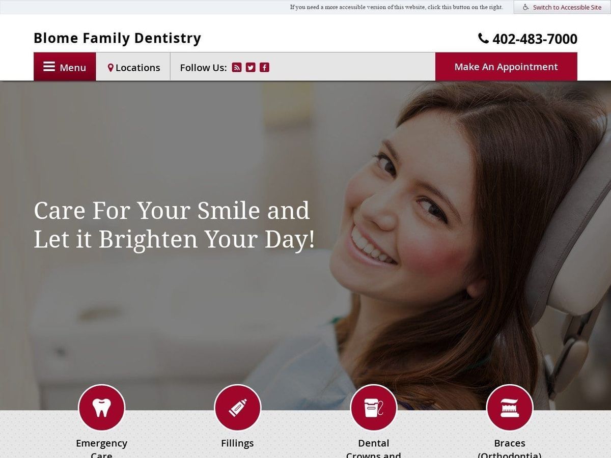 Blome Family Dentistry Website Screenshot from blomefamilydentistry.com