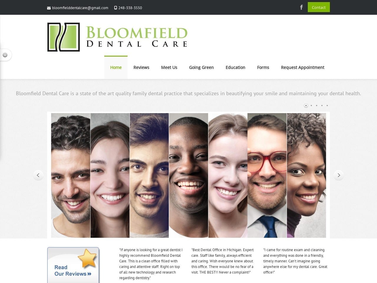 Bloomfield Dental Care Website Screenshot from bloomfielddentalcare.net