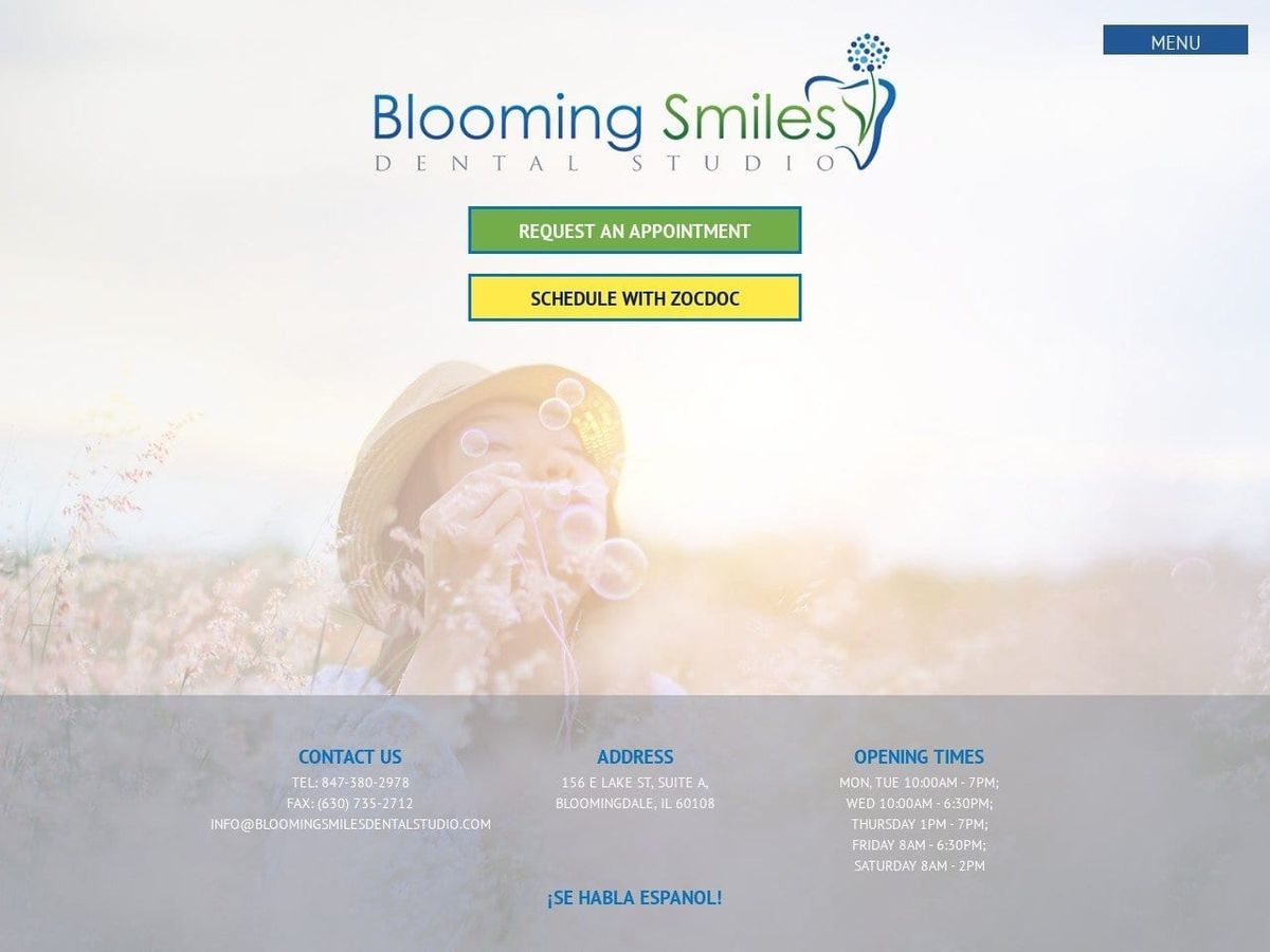 Blooming Smiles Dental Studio Website Screenshot from bloomingsmilesdentalstudio.com
