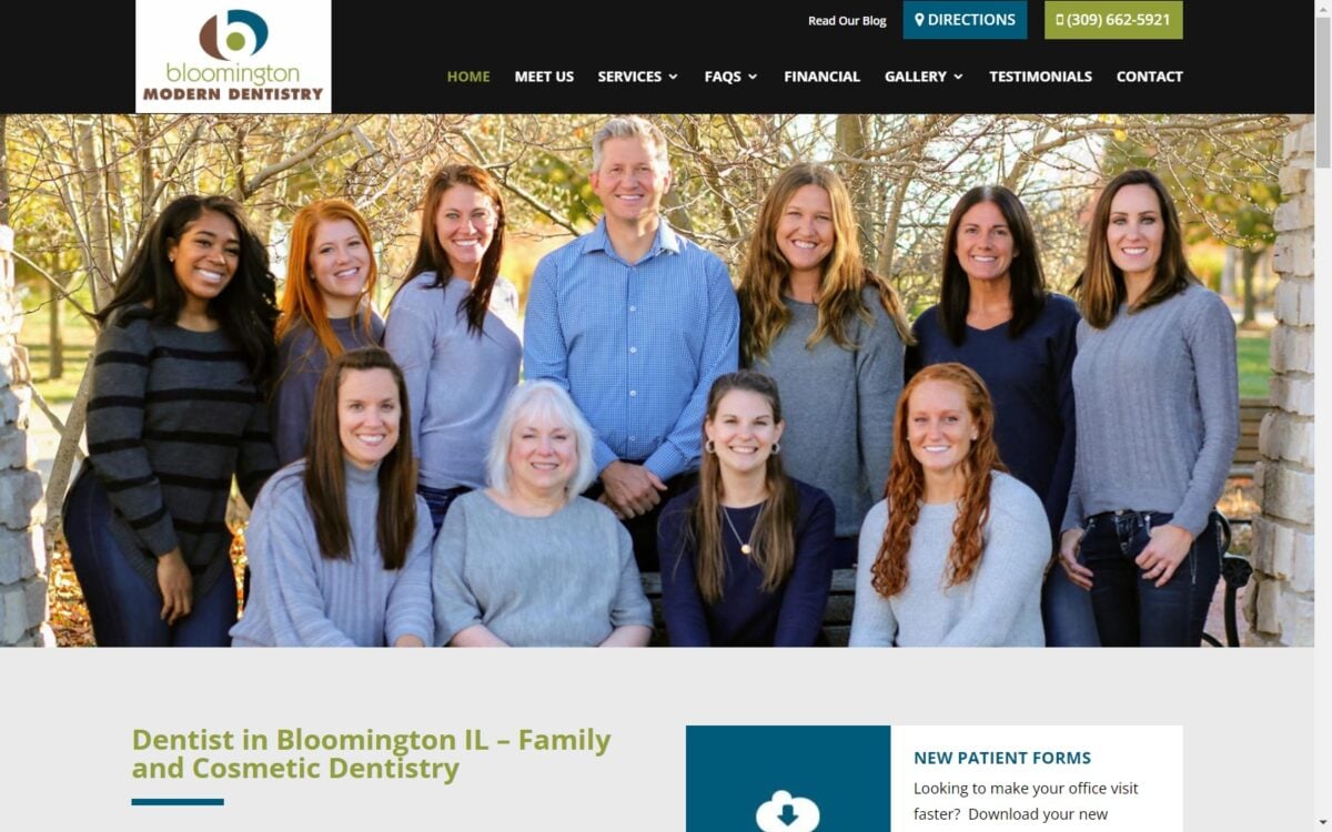 bloomingtonmoderndentistry.com screenshot