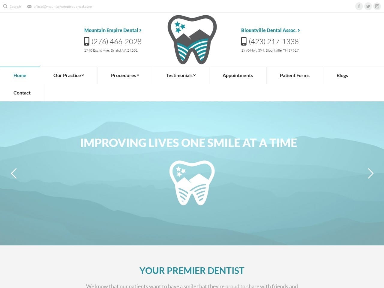 Blountville Dental Associates Website Screenshot from blountvilledental.com