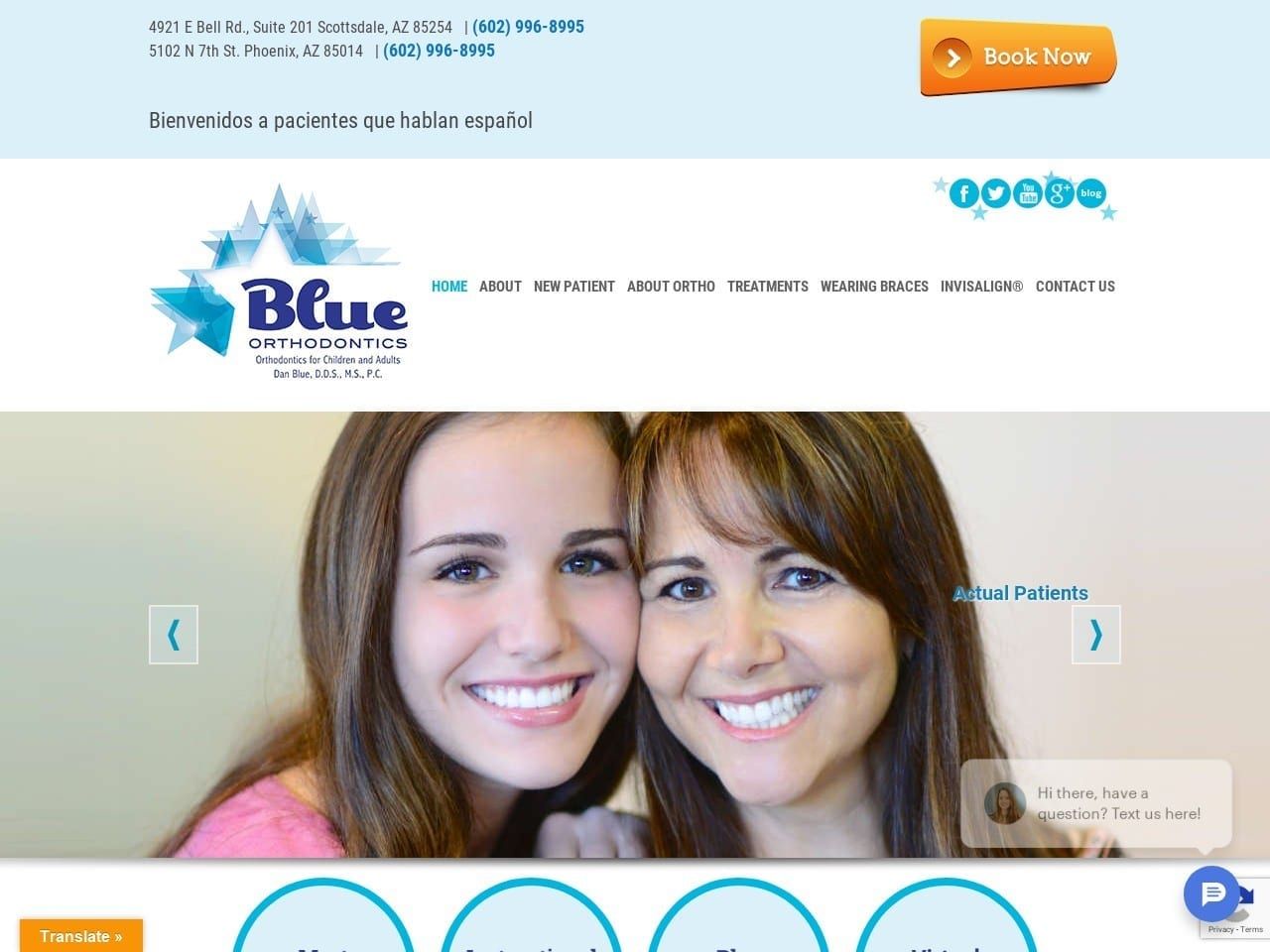 Blue Orthodontics Website Screenshot from blueorthodontics.com