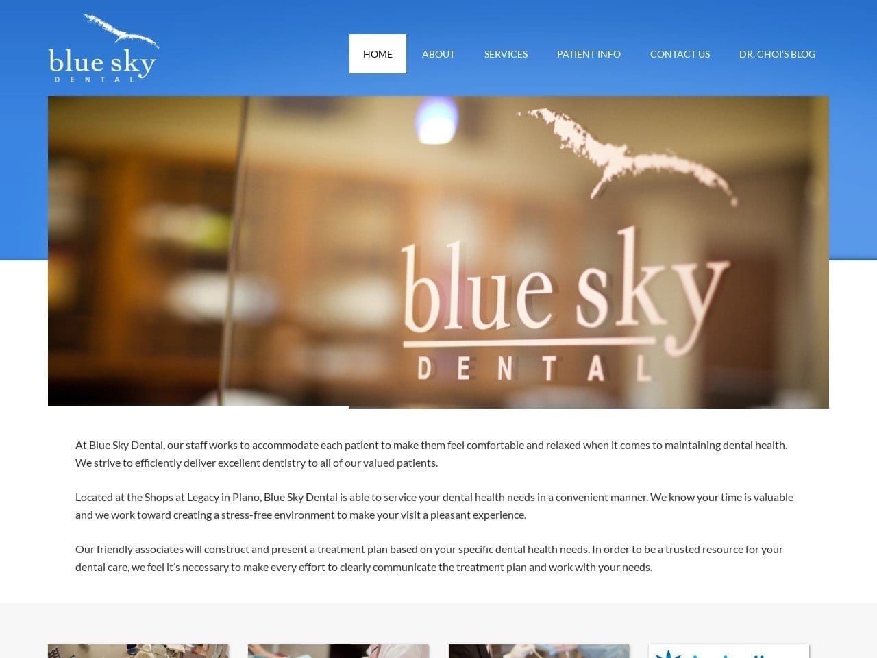 Blue Sky Dental Website Screenshot from blueskydental.com