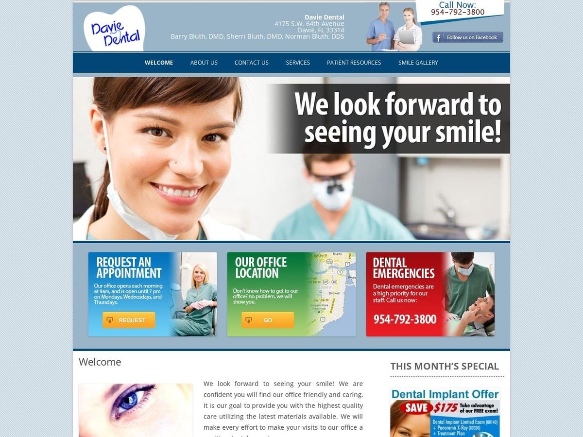 Davie Dental Bluth Sherri J DDS Website Screenshot from bluthfamilydental.com