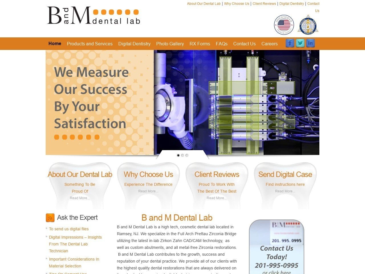 B M Dental Website Screenshot from bmdentallab.com