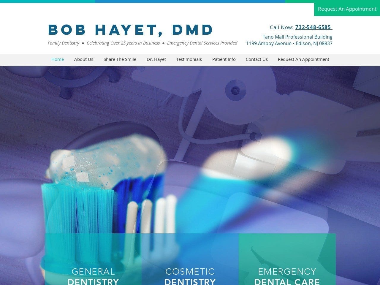 Bob Hayet DMD Website Screenshot from bobhayetdmd.com