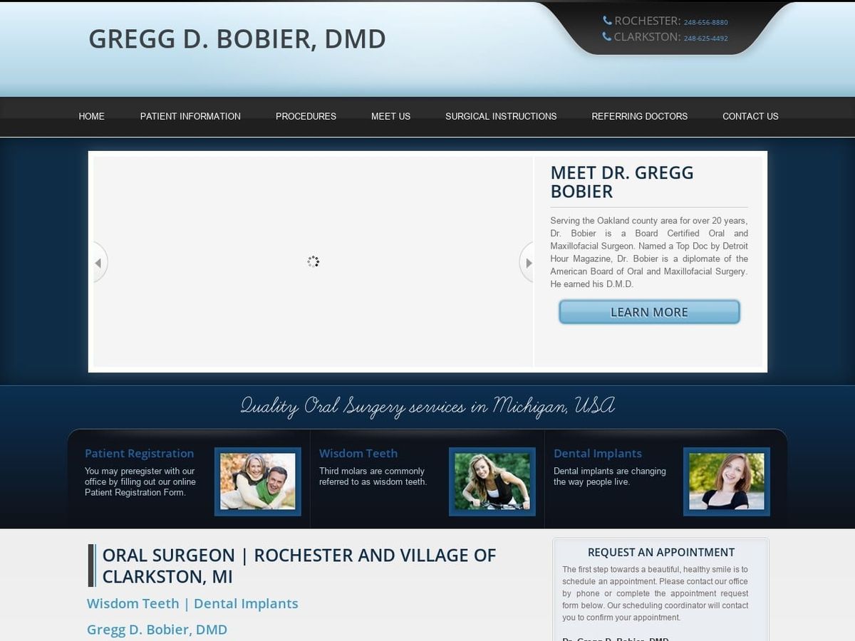 Dr. Gregg D. Bobier DMD Website Screenshot from bobierdmd.com