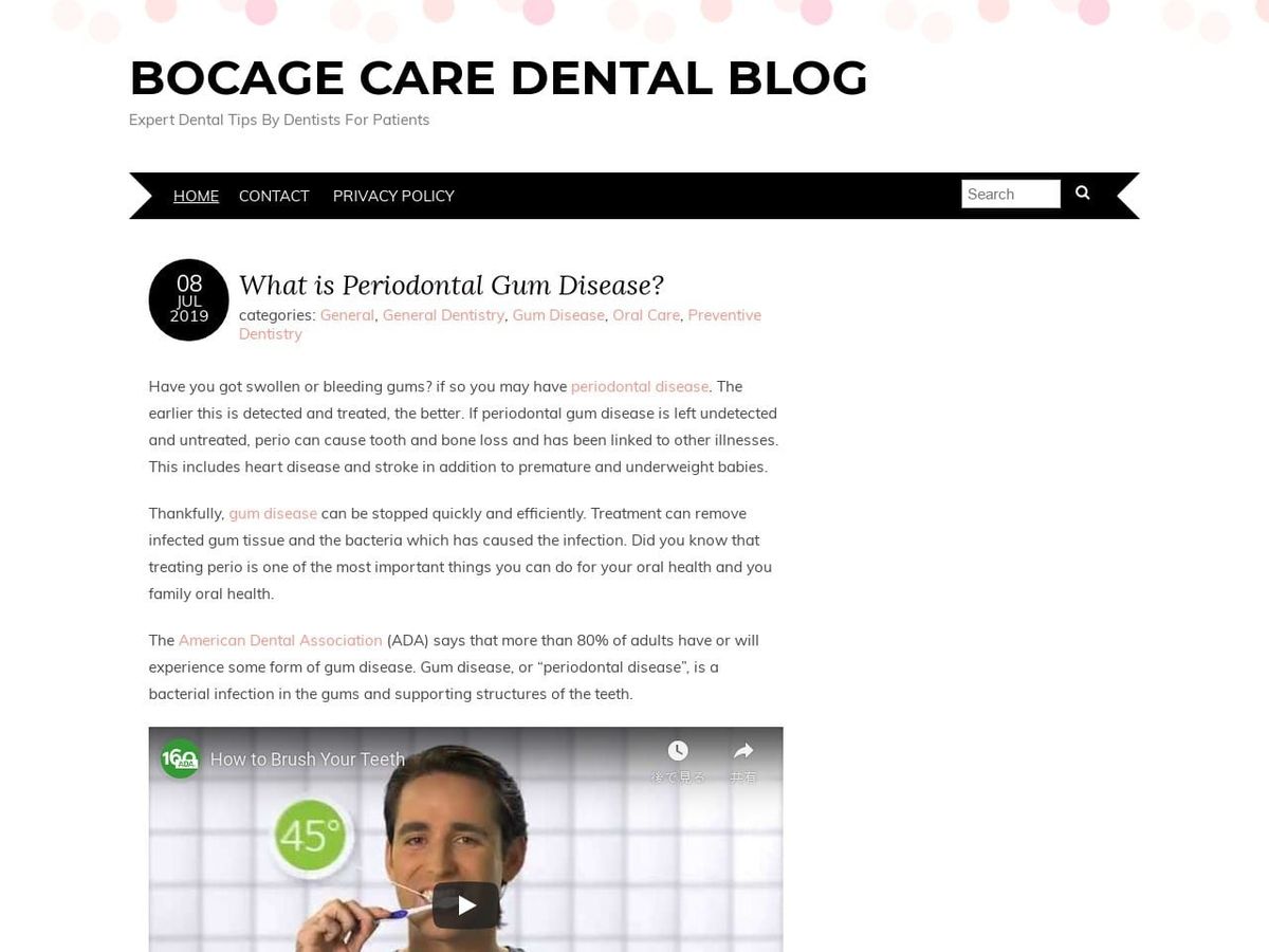 Bocage Care Dental Website Screenshot from bocagecaredental.com